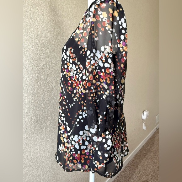 Daniel Rainn Sheer Dot Print Blouse with Cami – Black Multicolor – PXS - Picture 9 of 10